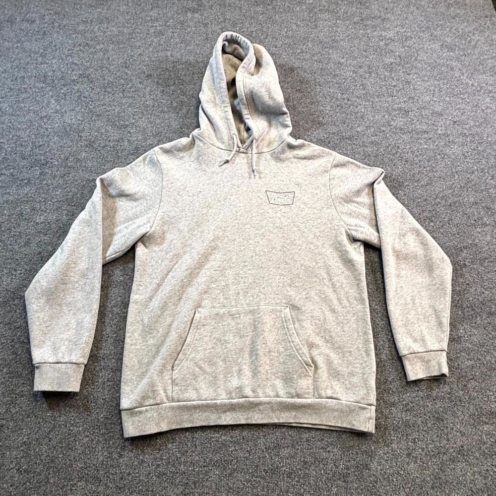 Brixton Hoodie Mens L Gray Cotton Fleece Performance Pullover Sweatshirt